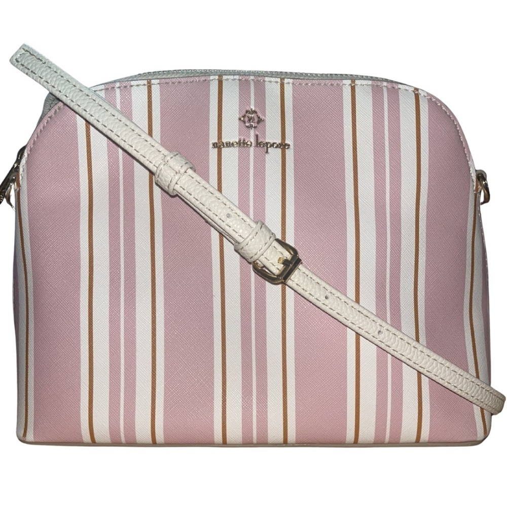 Nanette Lepore Pink & Cream Striped Dome Crossbody Bag